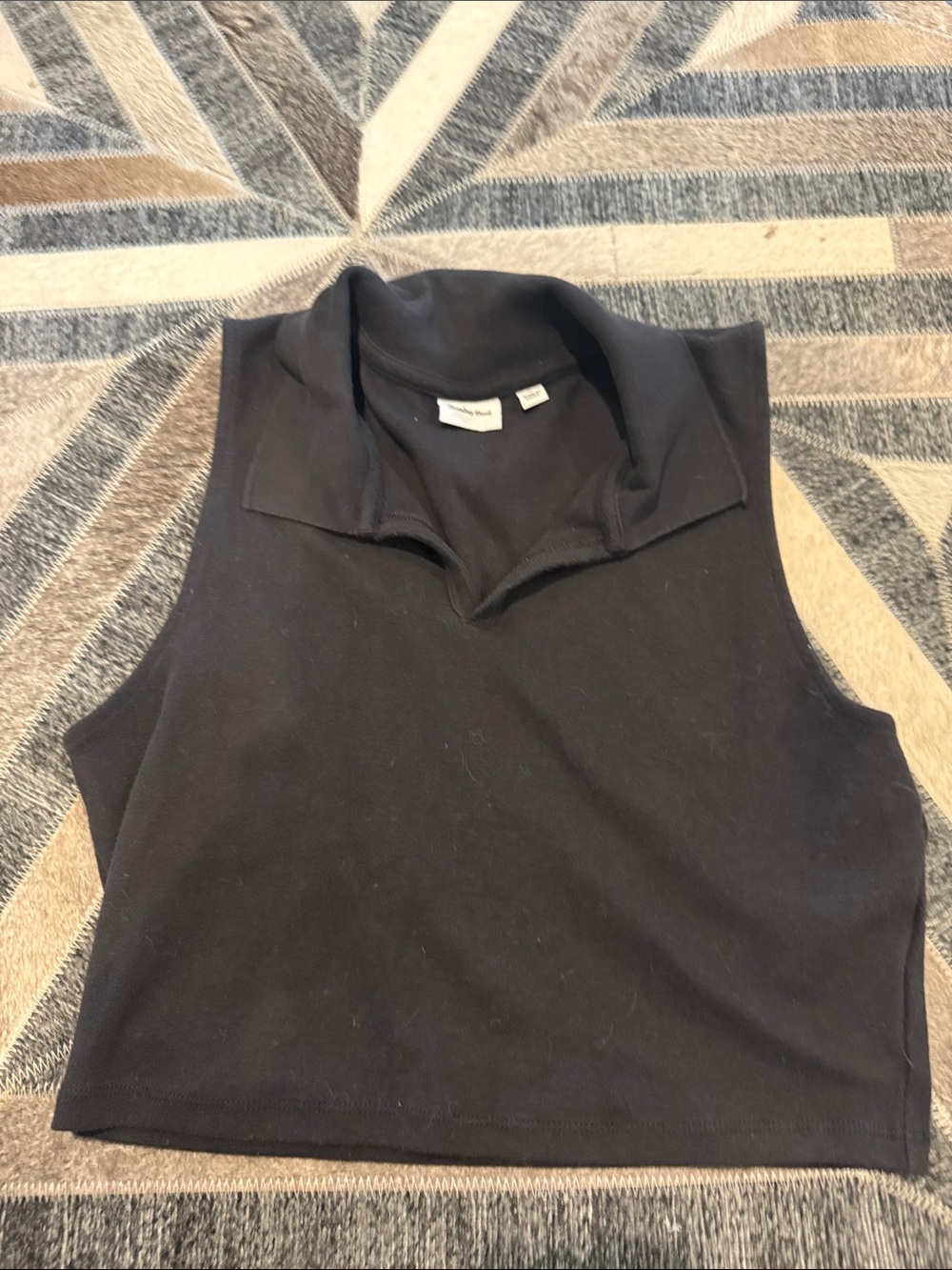 Sunday Best Black Sleeveless Mock Collar Tank